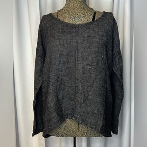 Flax Black Textured Women's Top
